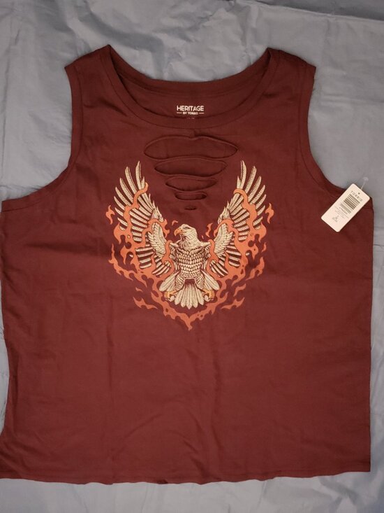 Torrid Tops - Torrid  Burgundy Wine Eagle Flames Super Cool Tank 3X   #368